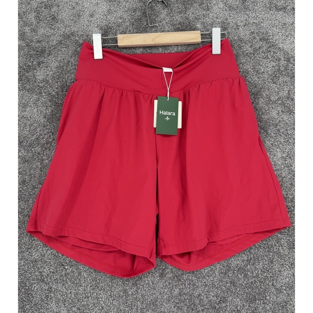 Halara SoftlyZero 2-in-1 Airy High Waisted Yoga Shorts Red Size XL